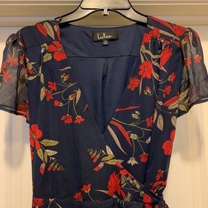 Lulu’s Navy Floral Wrap Dress
